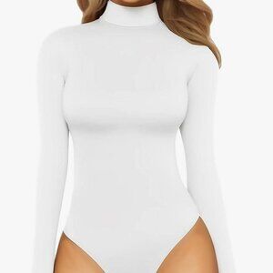 MANGOPOP Women's Mock Turtle Neck Long Sleeve Tops Bodysuit/XL